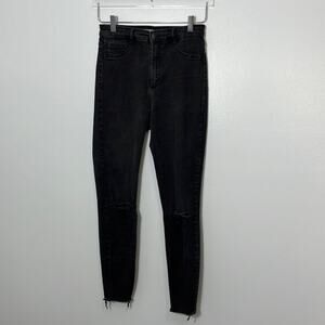 Zara Black High Rise Distressed Jeggings Size 8